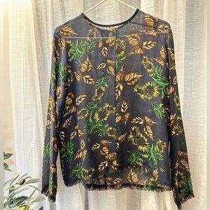 Zara Blue Floral Blouse Size 10